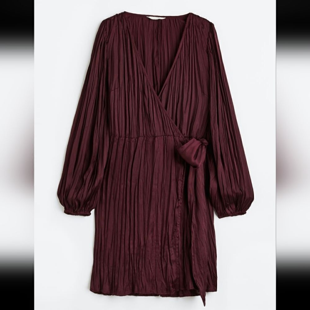 NWOT, H&M • Balloon Sleeved Wrap Mini Dress, Size XS